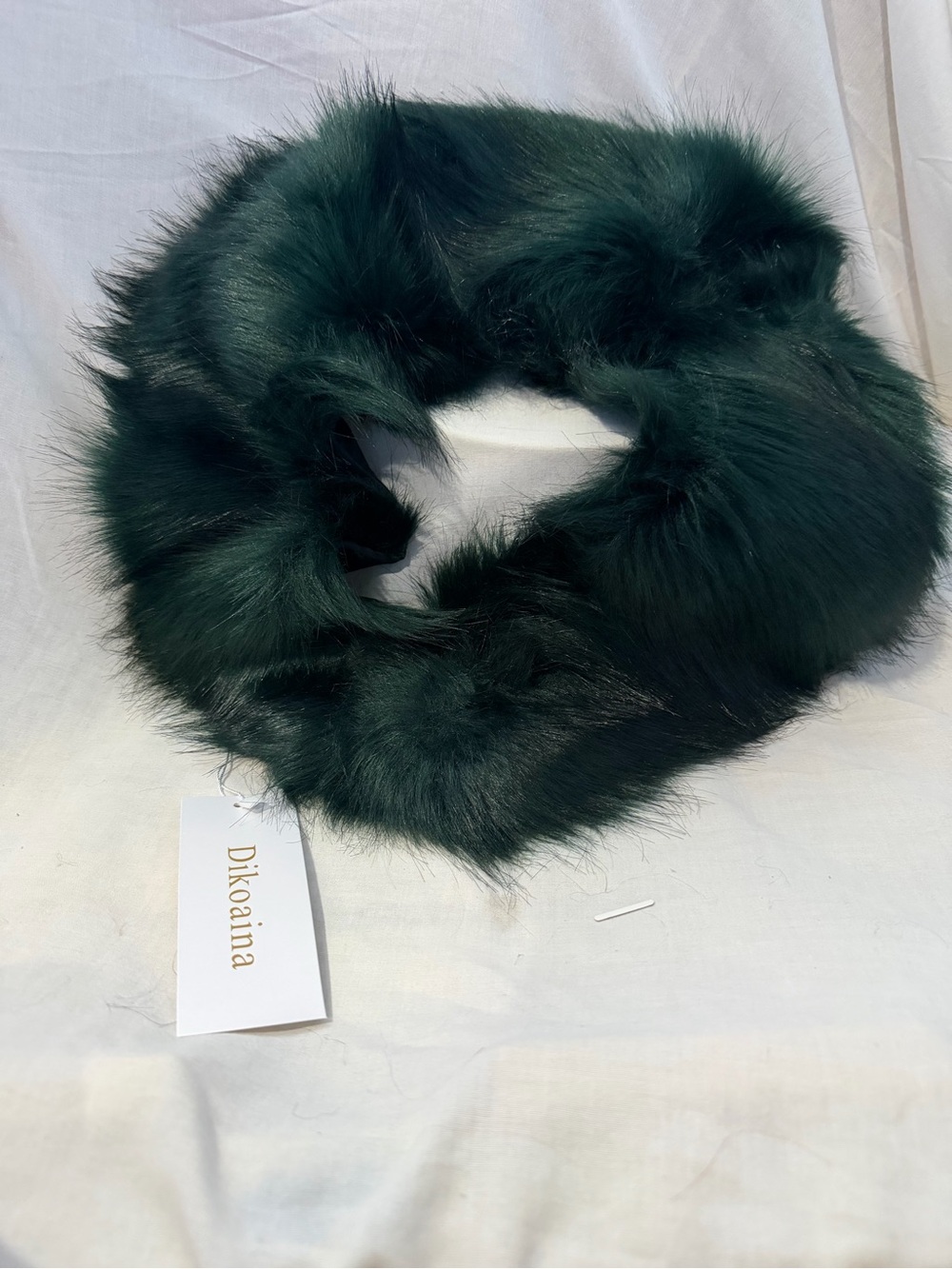 Dark Green Faux Fur Collar Scarf